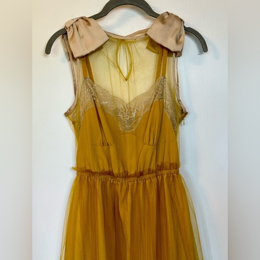 RODARTE x Target Yellow Tulle Lace Mini Slip Dress with Bow Detail- Size XS - Picture 11 of 12